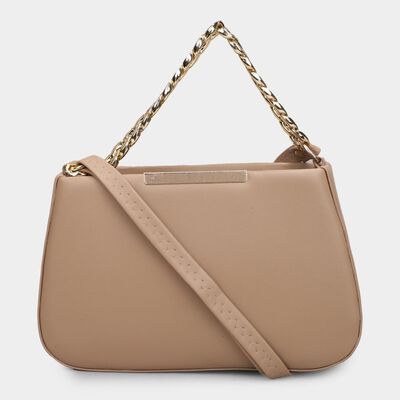 Women Beige Polyurethane Handbag