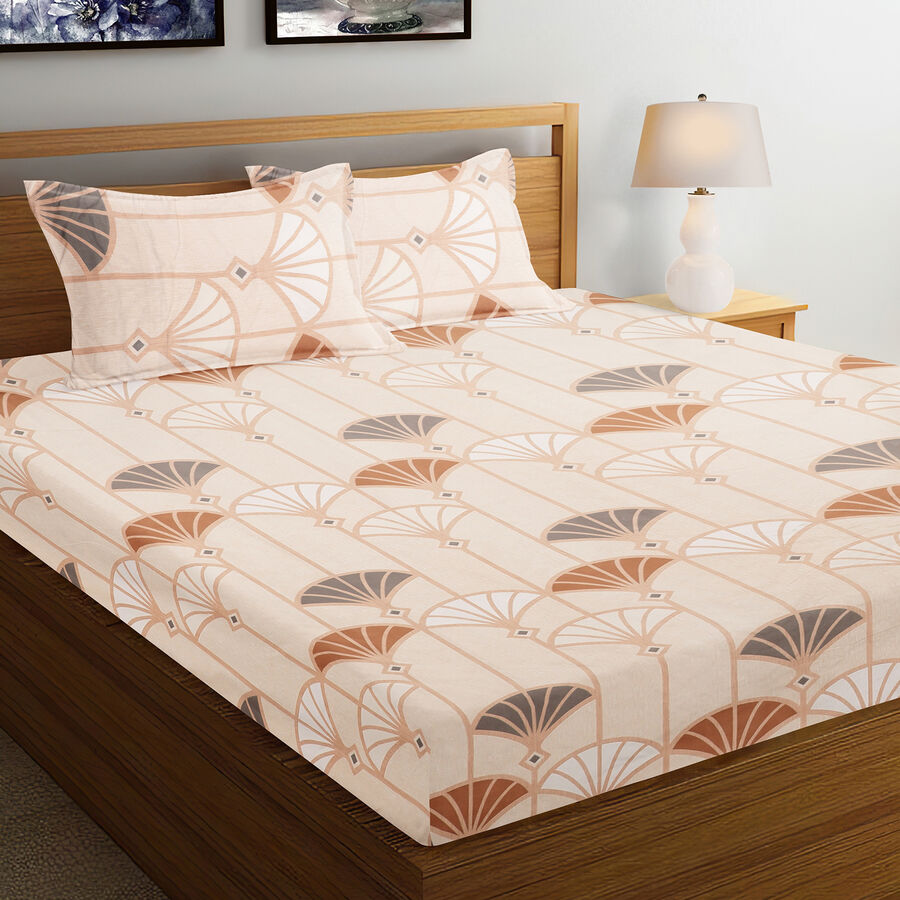 120 GSM Beige Microfiber Double Bedsheet, , large image number null