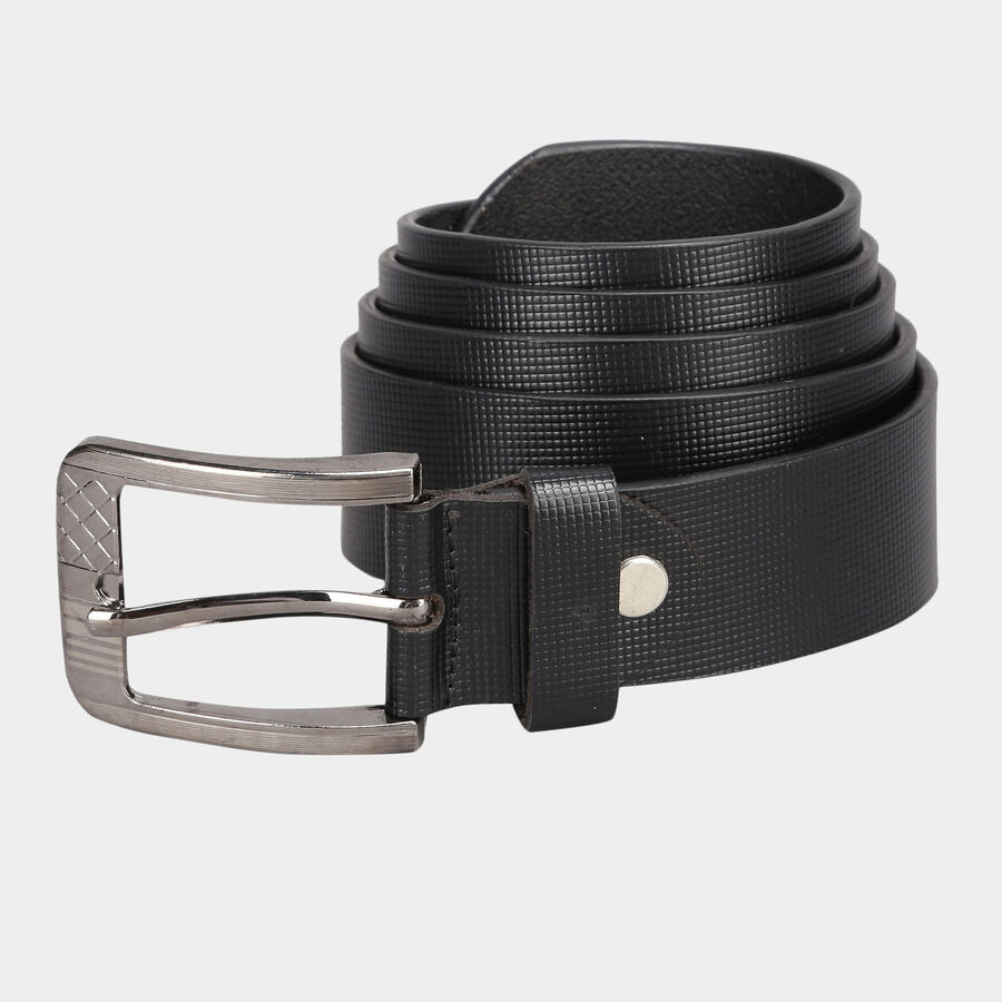 Men's Black Leather Casual Belt, , large image number null