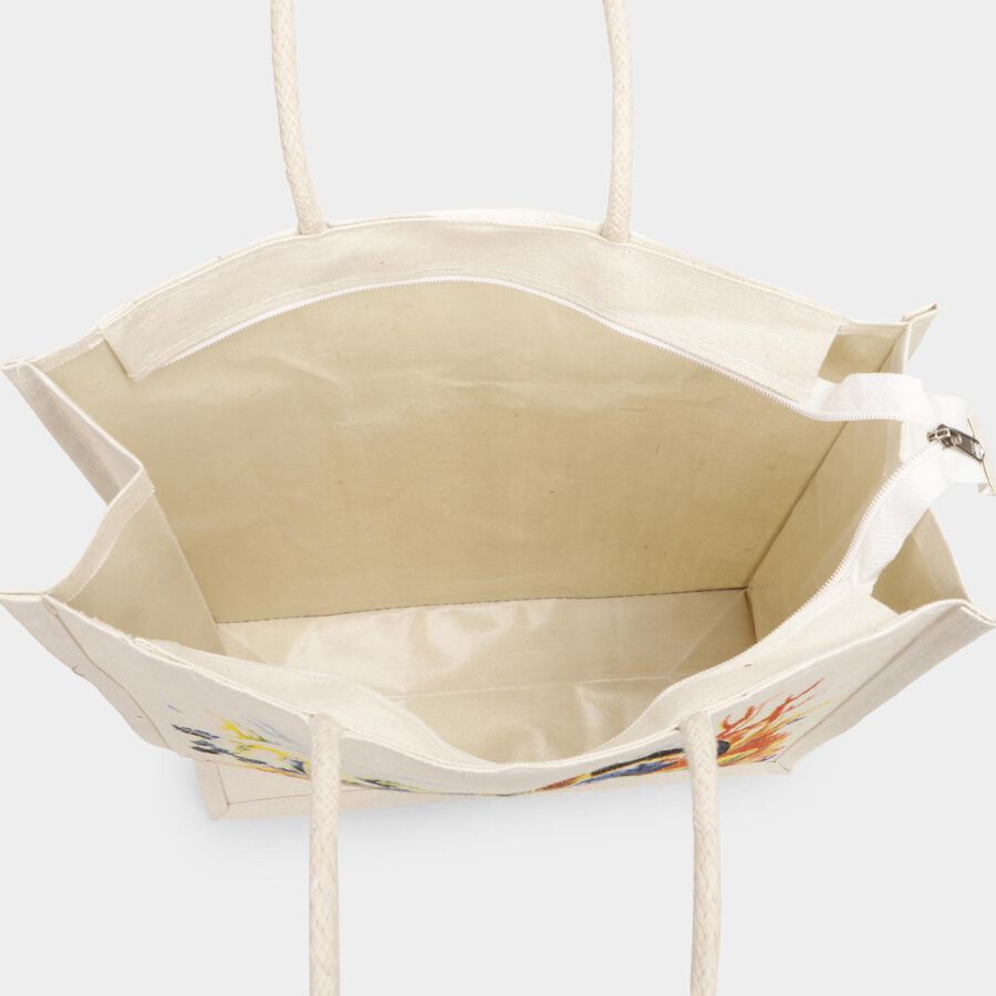 Women's Beige Canvas Tote Bag, , large image number null