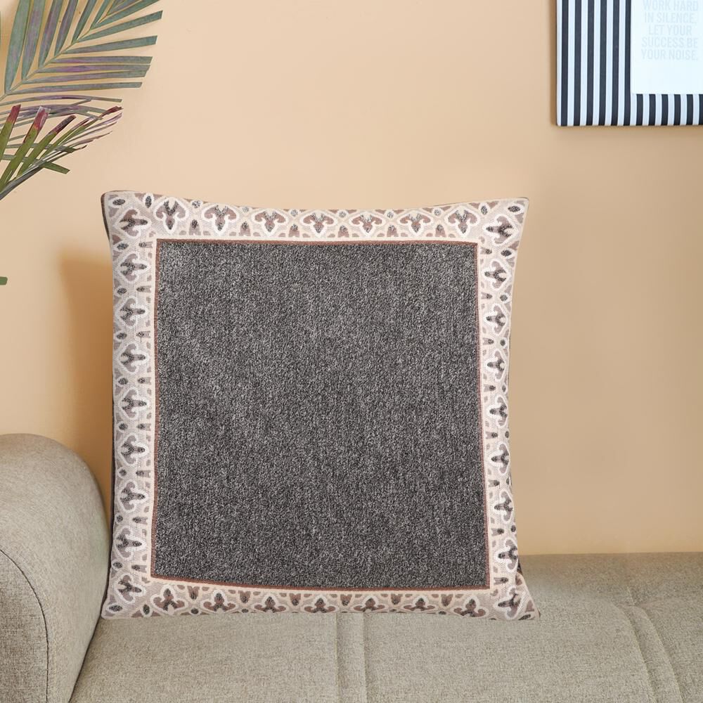 Home Beautiful                         Grey Polyester Cushion Cover
