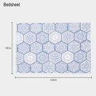 Blue Cotton Hexagonal Printed Single Bedsheet, , small