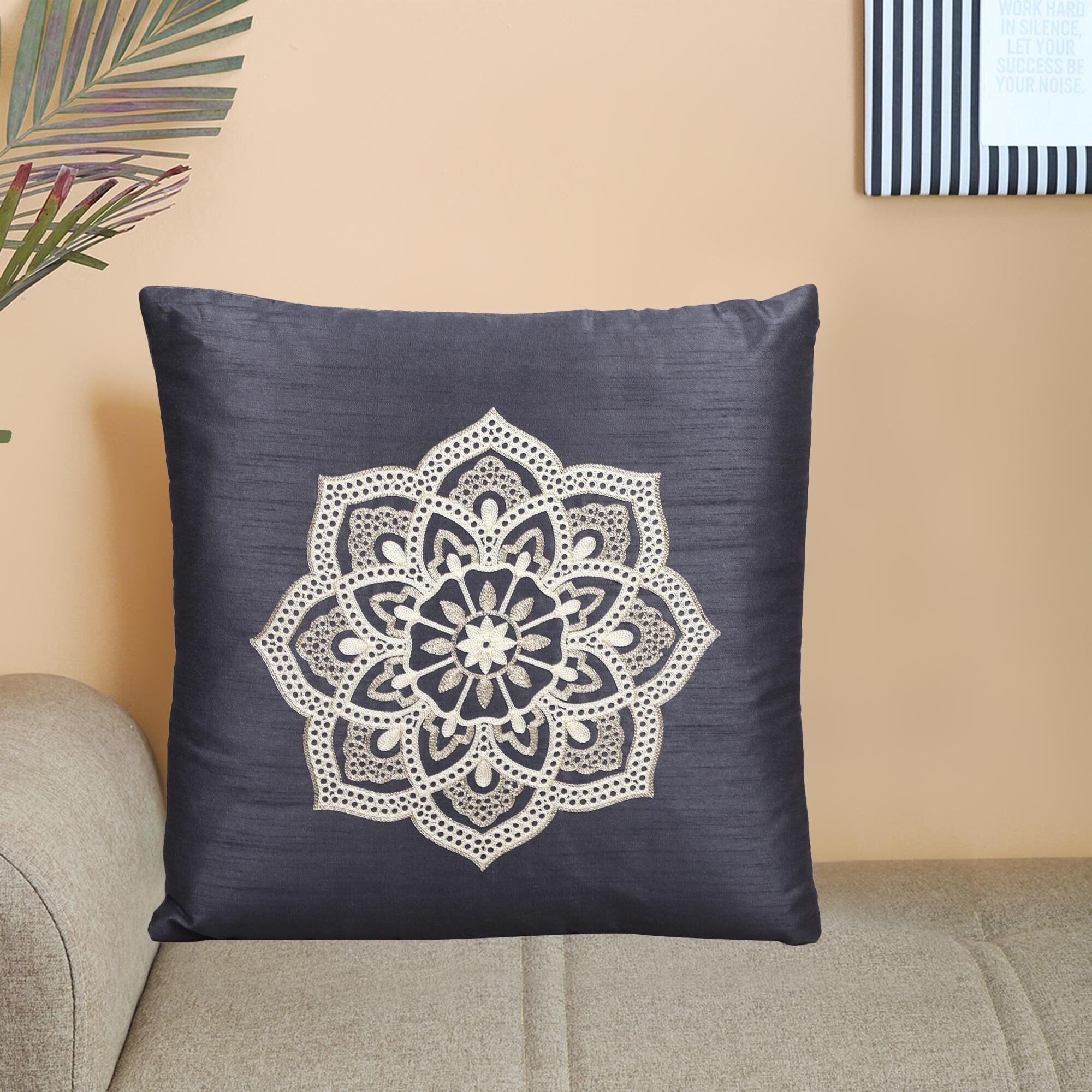 Home Beautiful                         Blue Polyester Cushion Cover