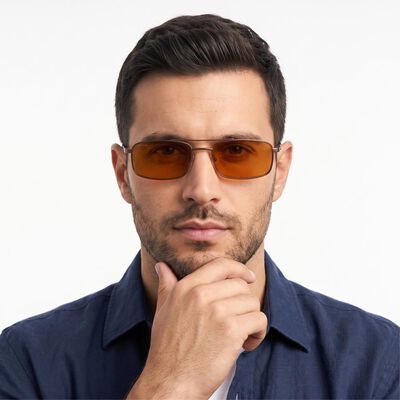 Men's Brown Plastic Sunglasses