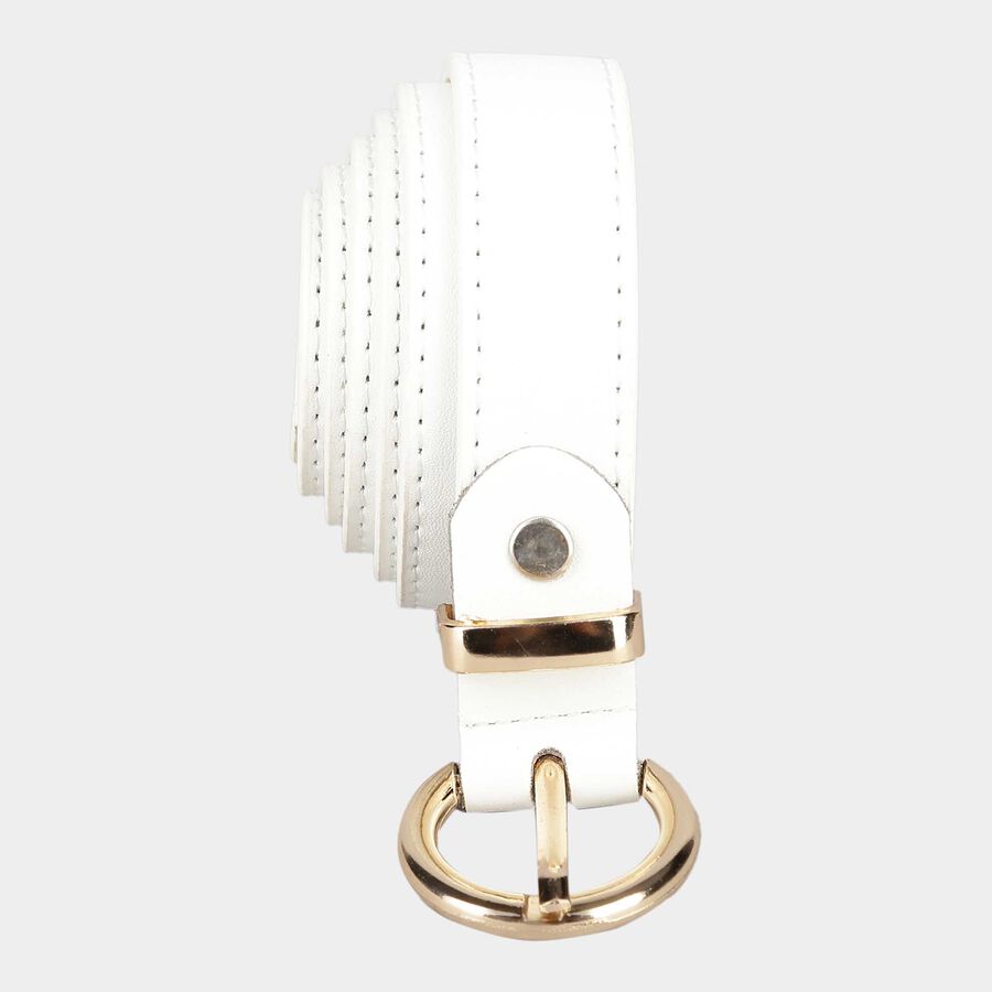 Women's White Polyurethane Belt, , large image number null