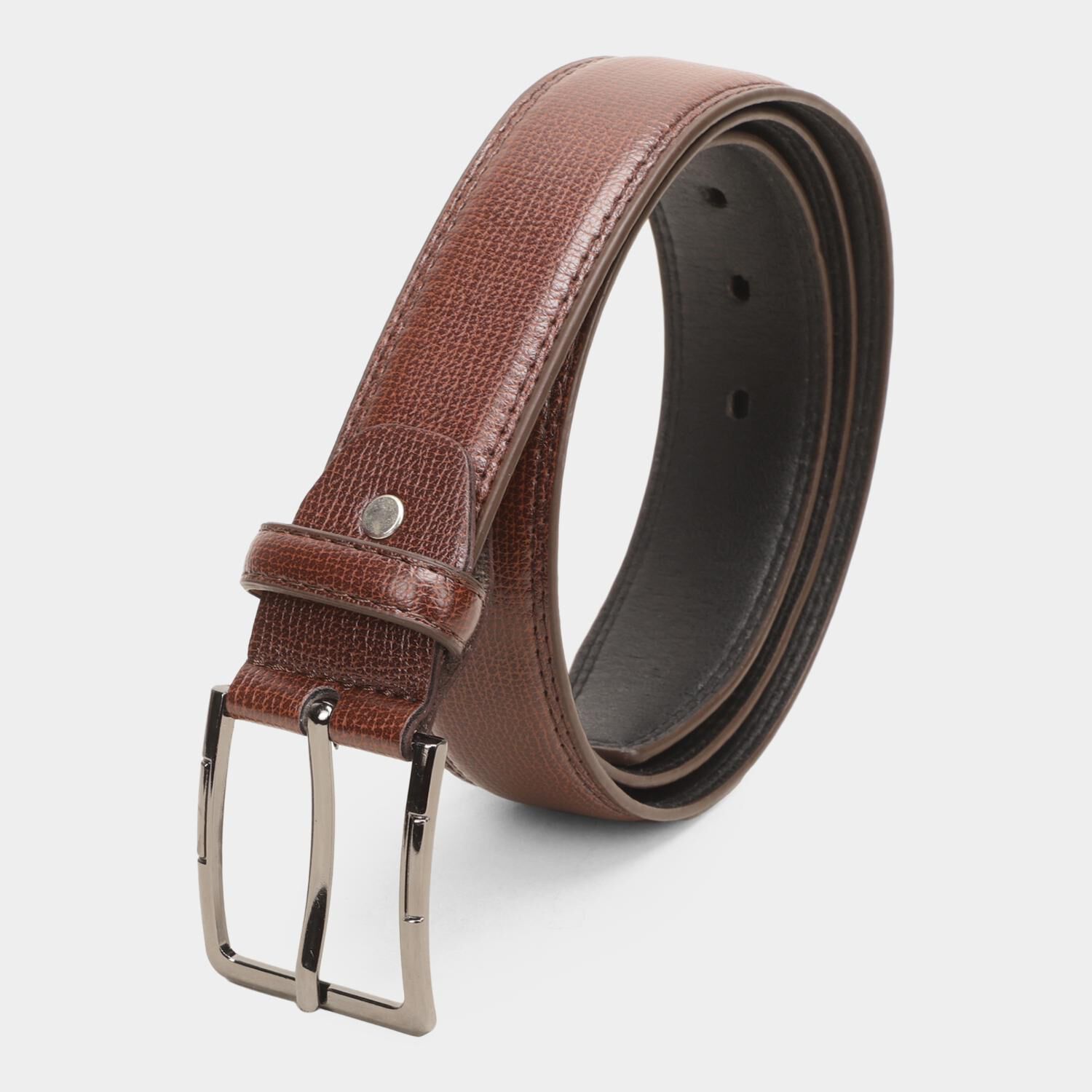 Black Tie                         Men's Brown Polyurethane Formal Belt