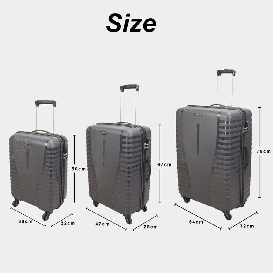 4-Wheel Dark Grey Polypropylene Hard Case Trolley, Small + Medium + Large, , large image number null