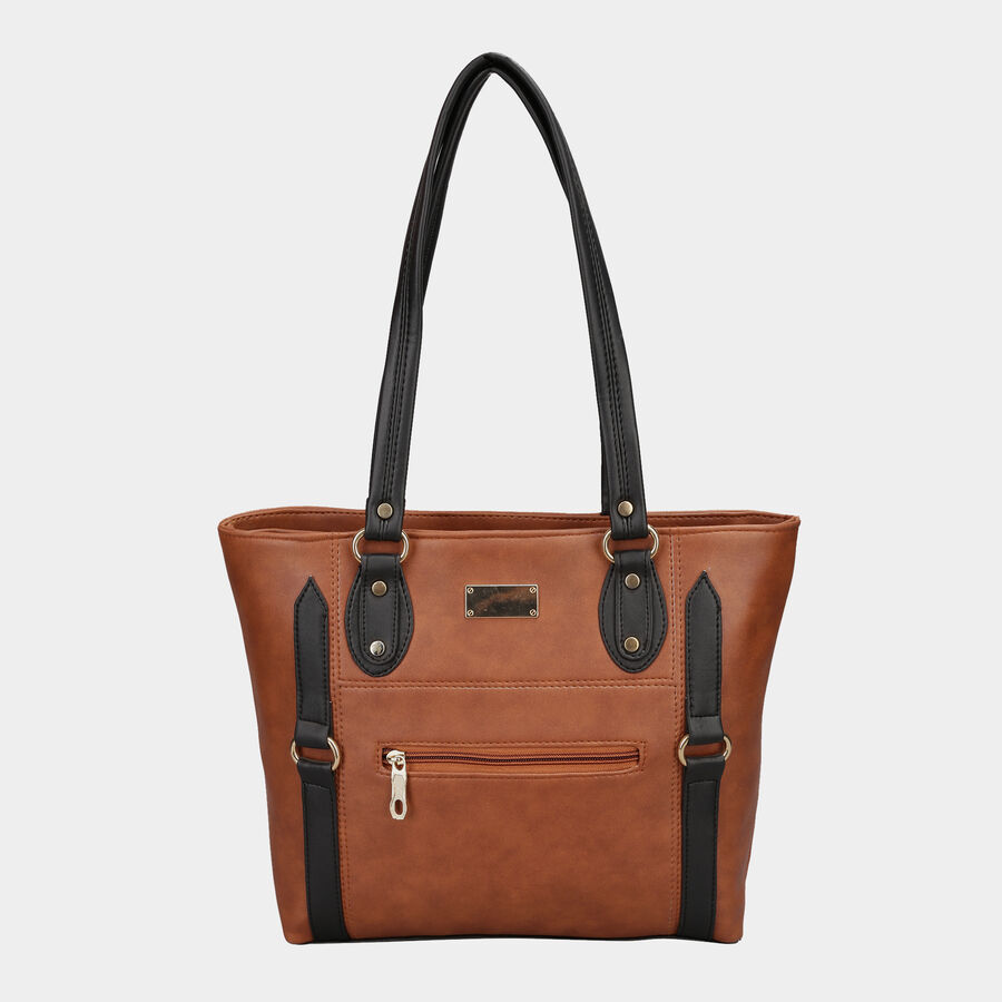 Women's Tan Polyurethane Tote Bag, , large image number null