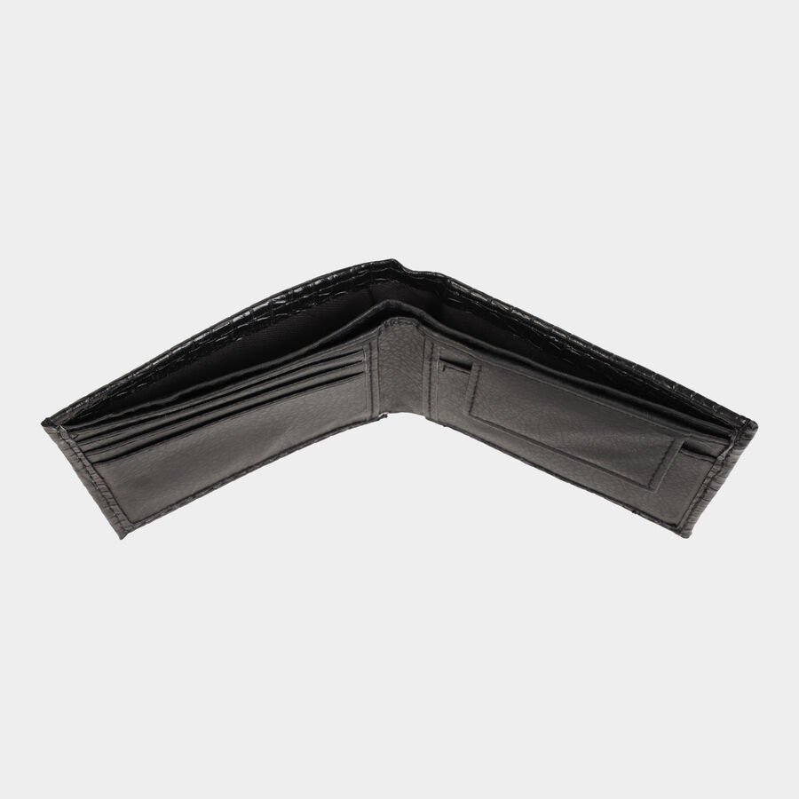 Men's Black Polyurethane Wallet, , large