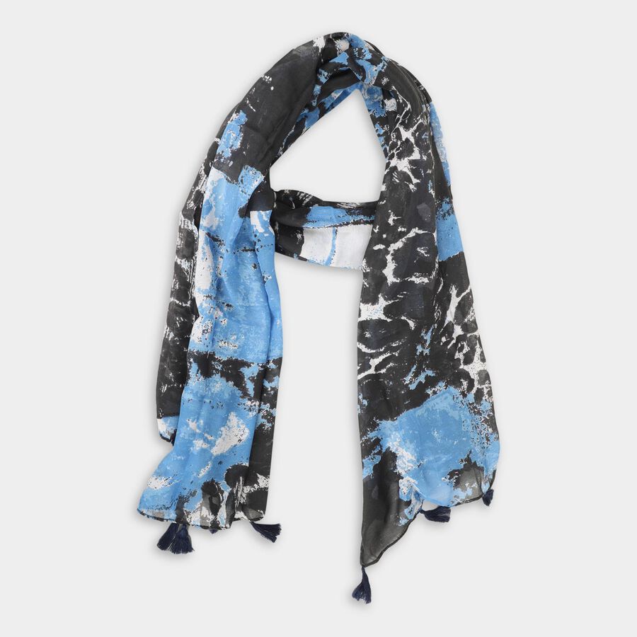 Women's Blue Polyester Scarf, , large