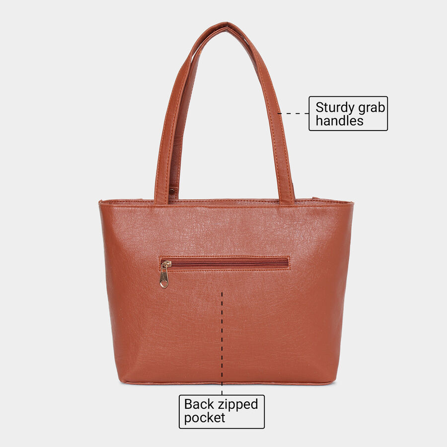 Women's Polyurethane Tote Bag, Embellished, Medium Size, , large image number null