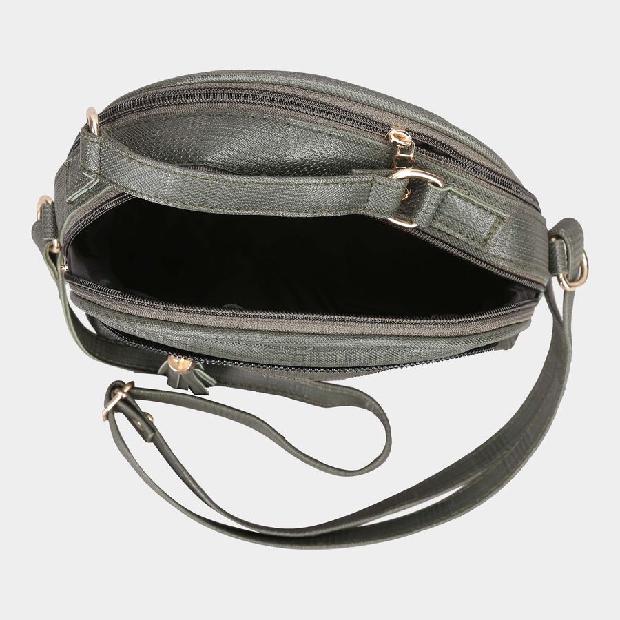 Women's Olive Polyurethane Handbag, , large image number null