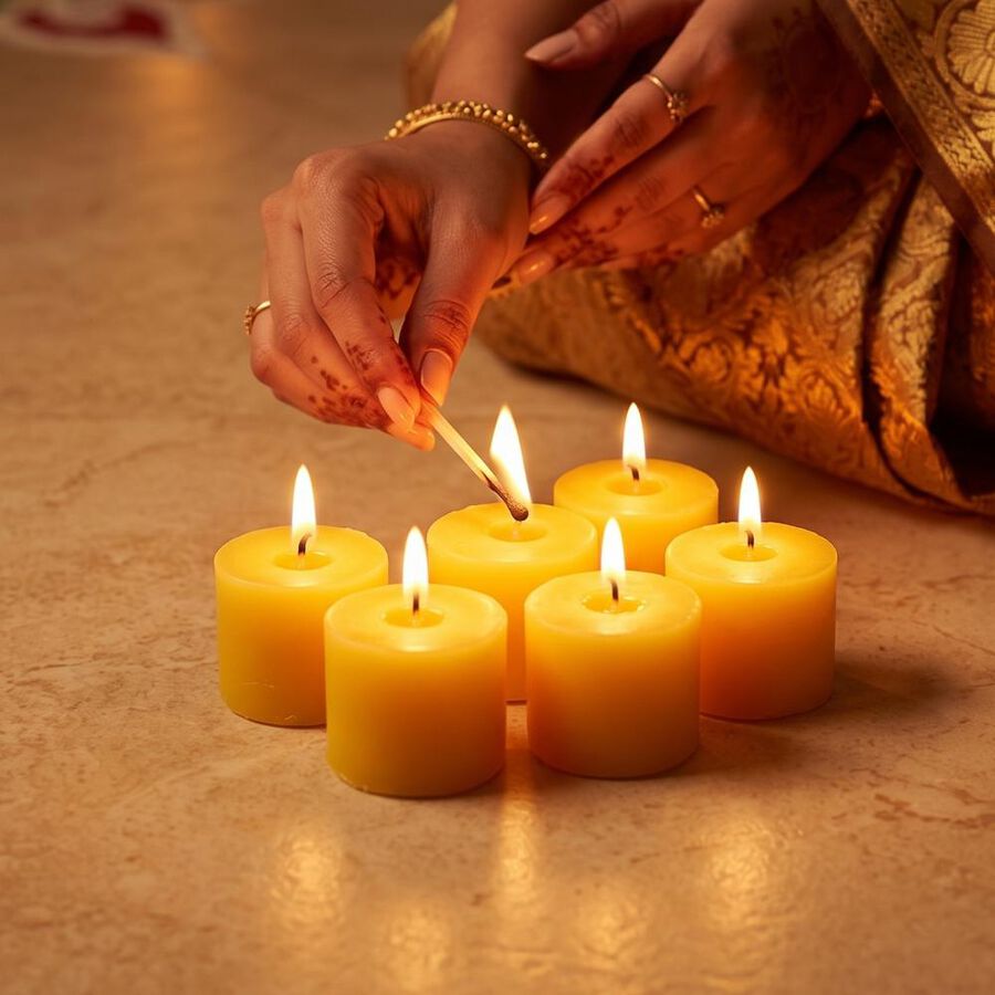 Fragranced Candels Lemongrass Flavoured Pack Of 6Pcs, , large