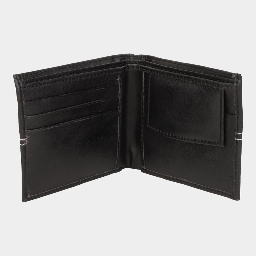 Men's Black Polyurethane Wallet, , large