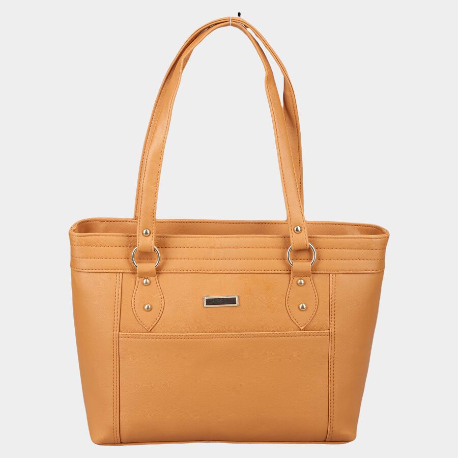 Women's Mustard Polyurethane Tote Bag, , large image number null