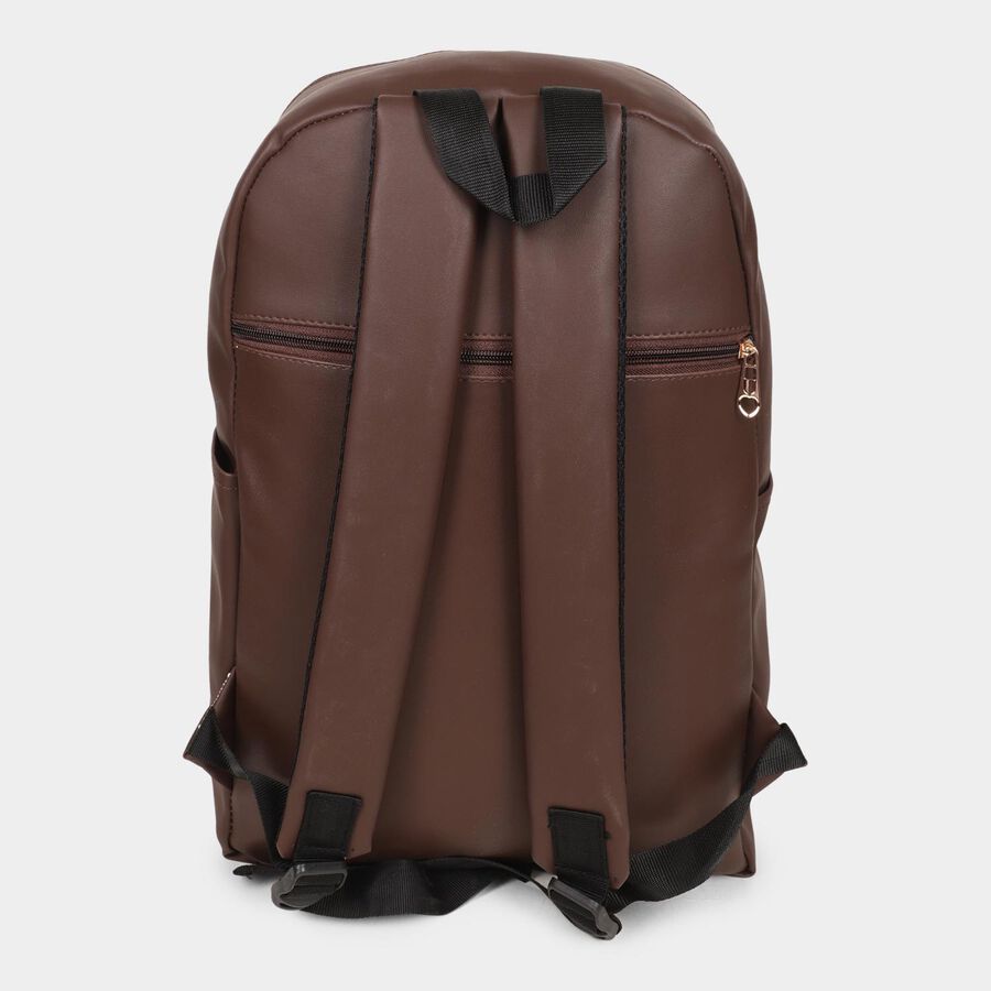 Women's Brown Polyurethane Backpack, , large image number null