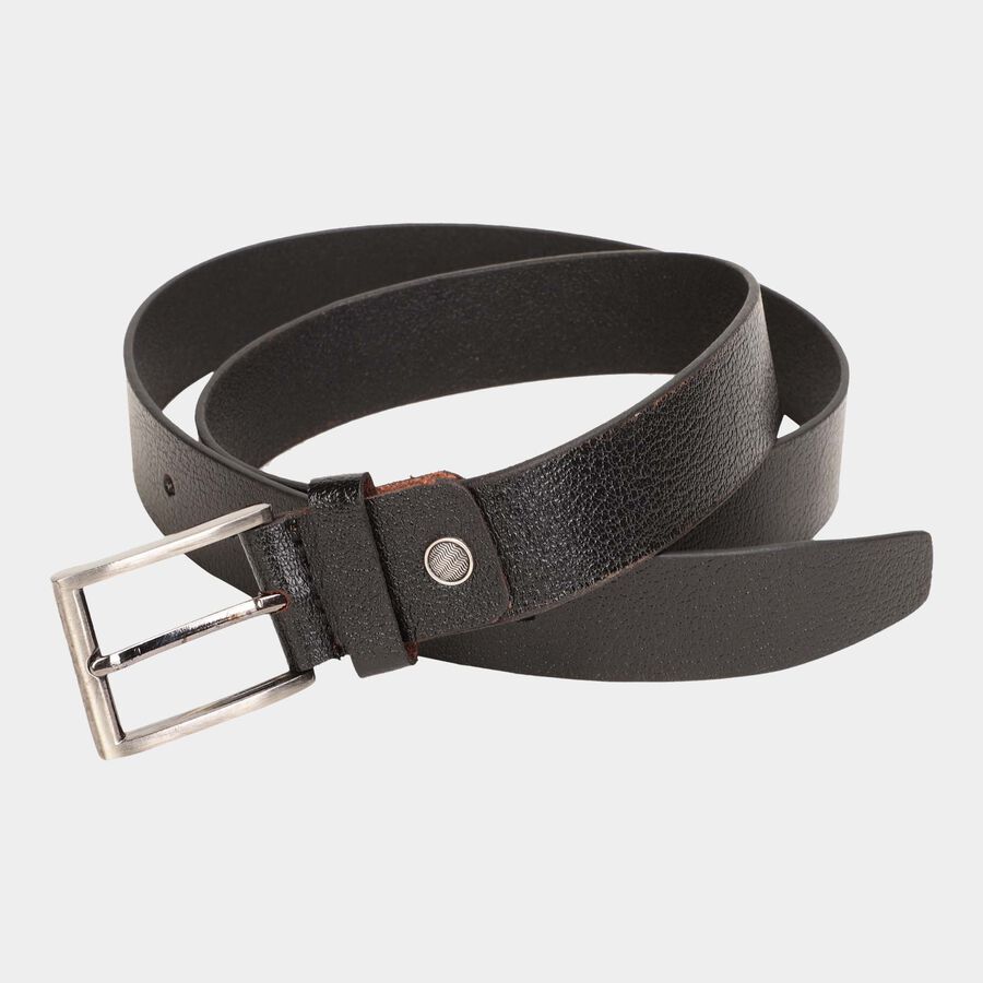 Men's Black Leather Casual Belt, , large image number null