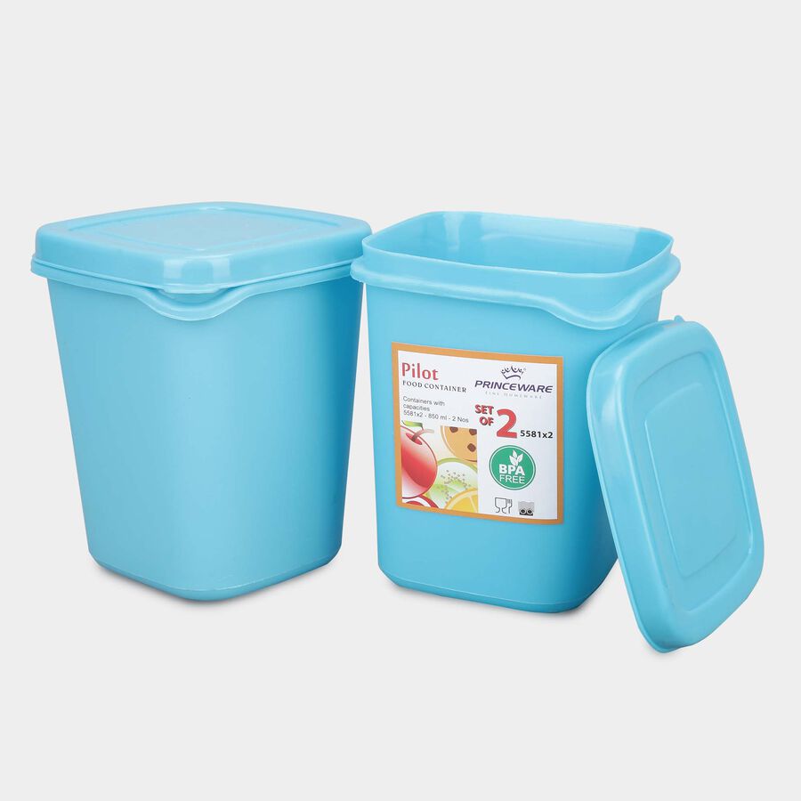 एयर-टाइट प्लास्टिक कंटेनर, 2 का सेट, 850 ml X 2, , large image number null
