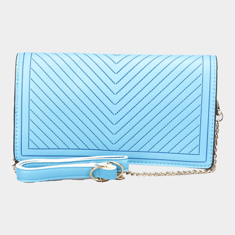 Women's Blue Polyurethane Sling Bag, , large image number null
