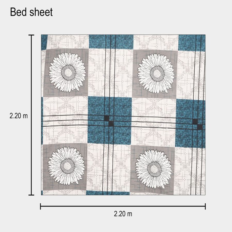 Blue Microfiber Double Bedsheet with Pillow Cover, , large