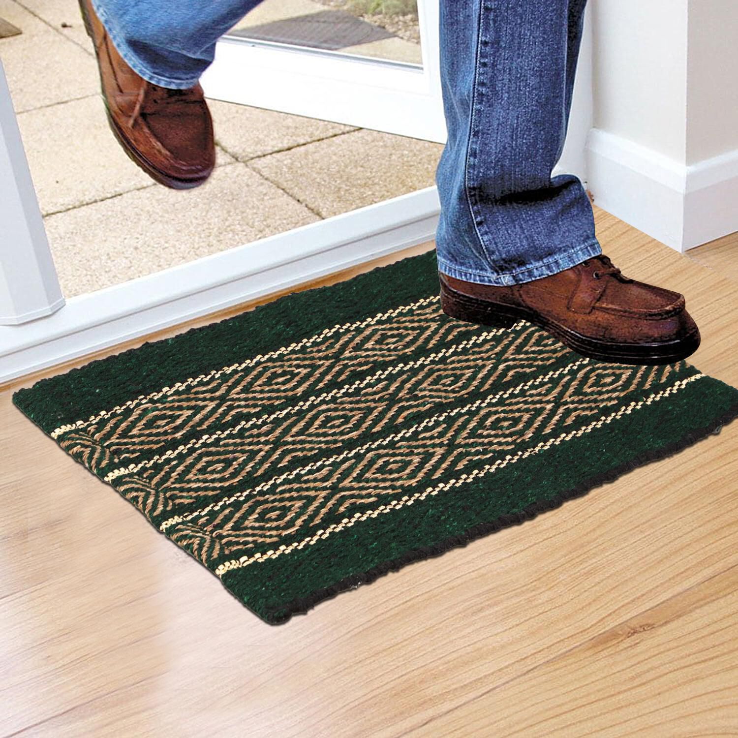 Home Beautiful                         Green Polyester Cotton Door Mat