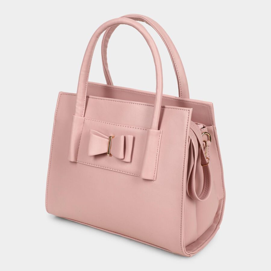 Women's Peach Polyurethane Tote Bag, , large