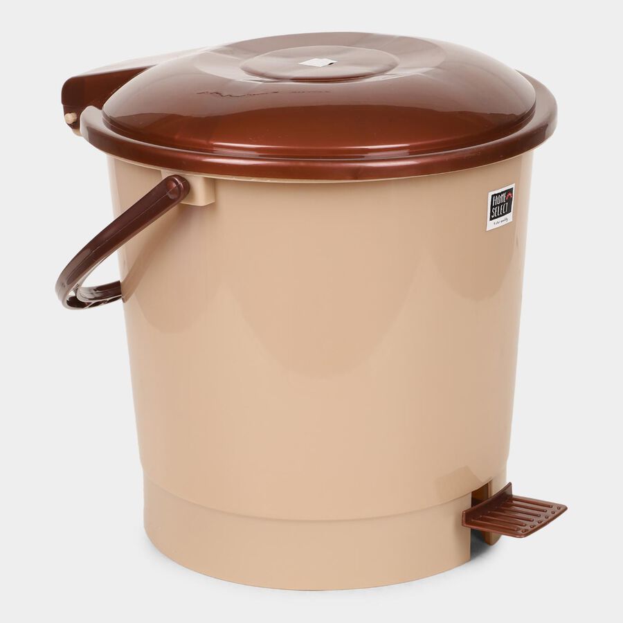 6 L Brown Plastic Dustbin, , large image number null