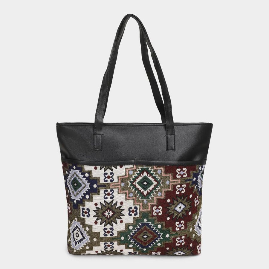 Women's Black Fabric Tote Bag, , large image number null