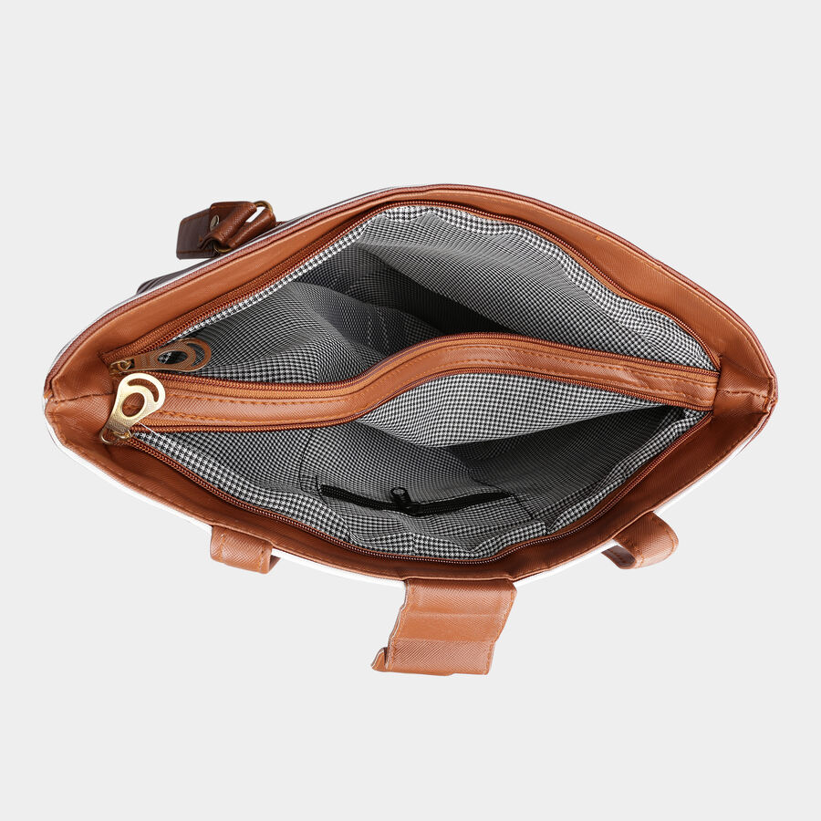 Women's Tan Polyurethane Tote Bag, , large image number null
