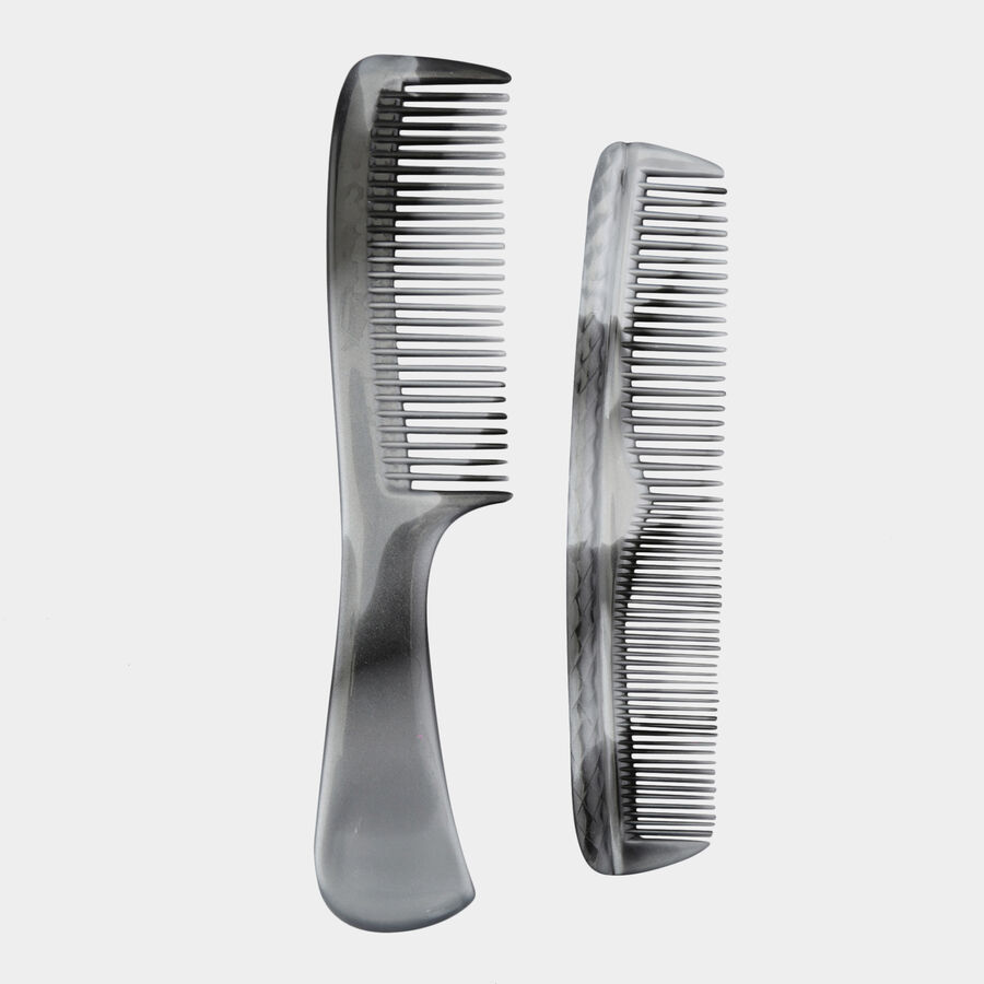 Plastic Hair Comb, Set of 2 - Colour/Design May Vary, , large image number null