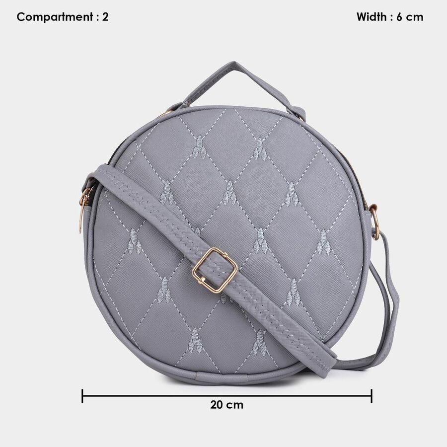 Women's Grey Polyurethane Sling Bag, , large image number null