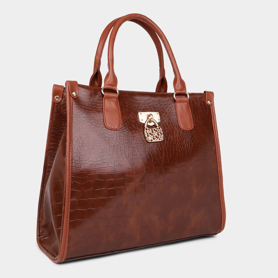 Women's Brown Polyurethane Tote Bag, , large image number null
