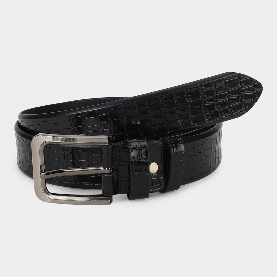 Men's Black PU Belt, , large