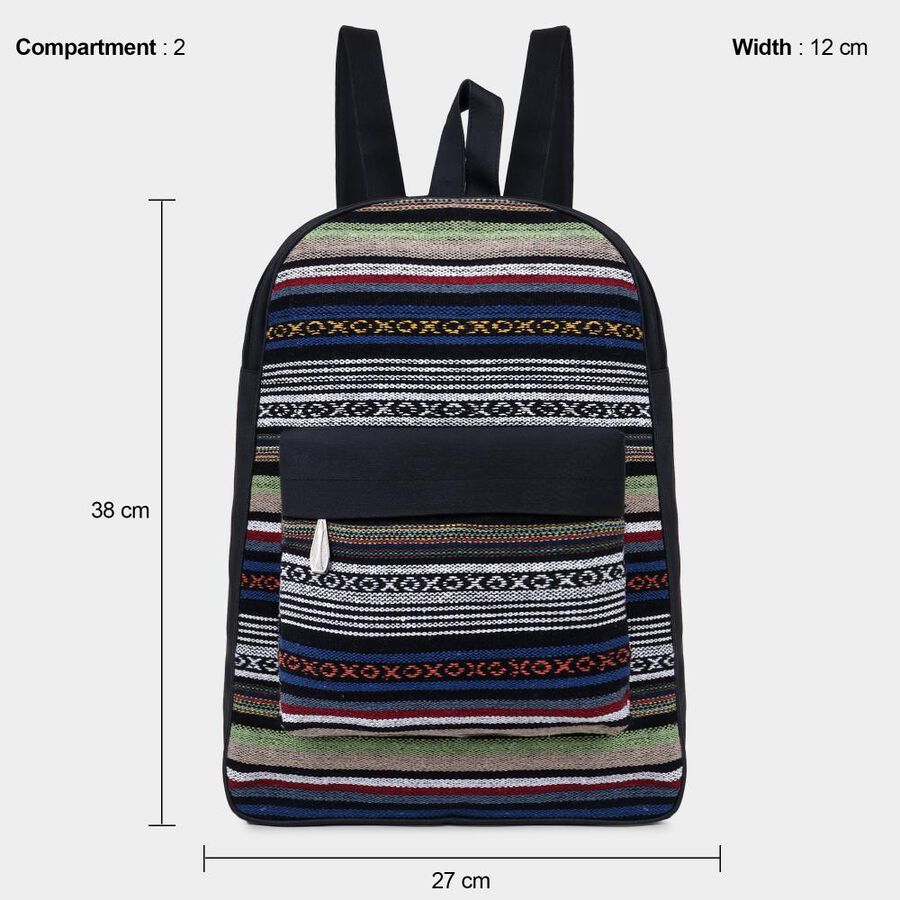 Women's Black Fabric Backpack, , large image number null