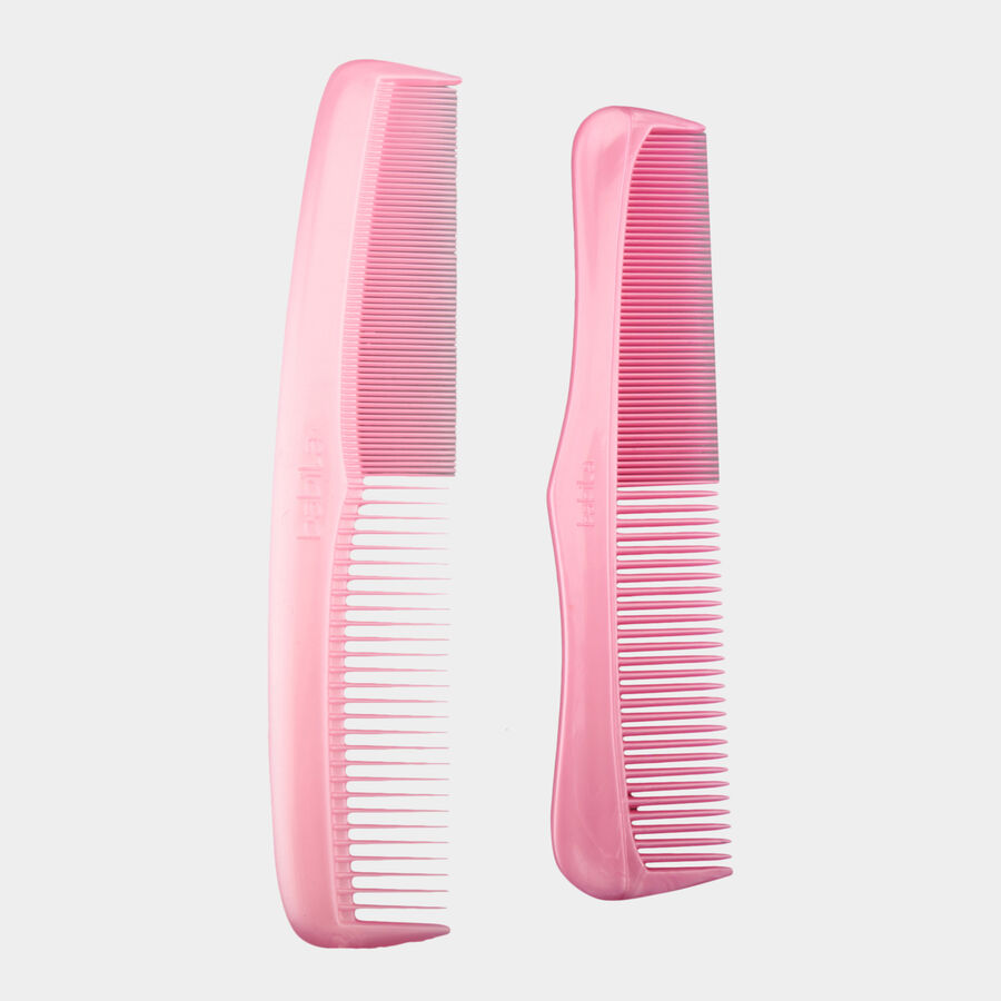 Plastic Hair Comb, Set of 2 - Colour/Design May Vary, , large image number null