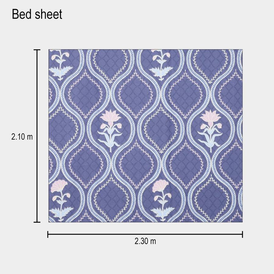 120 GSM Blue Polycotton Double Bedsheet, , large image number null