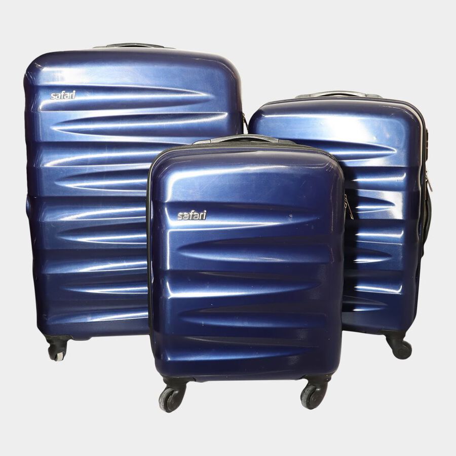 4-Wheel Dark Blue PVC Matee Hard Case Trolley, Small + Medium + Large, , large image number null