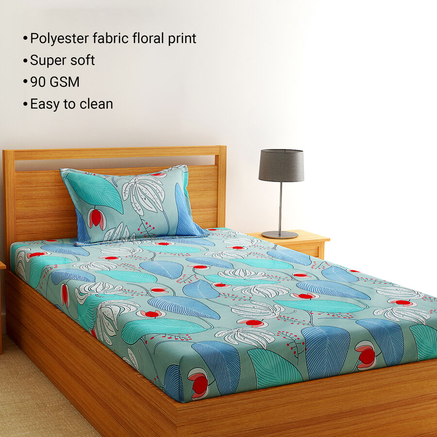 Printed Single Bedsheet with 1 Pillow Cover, , large image number null