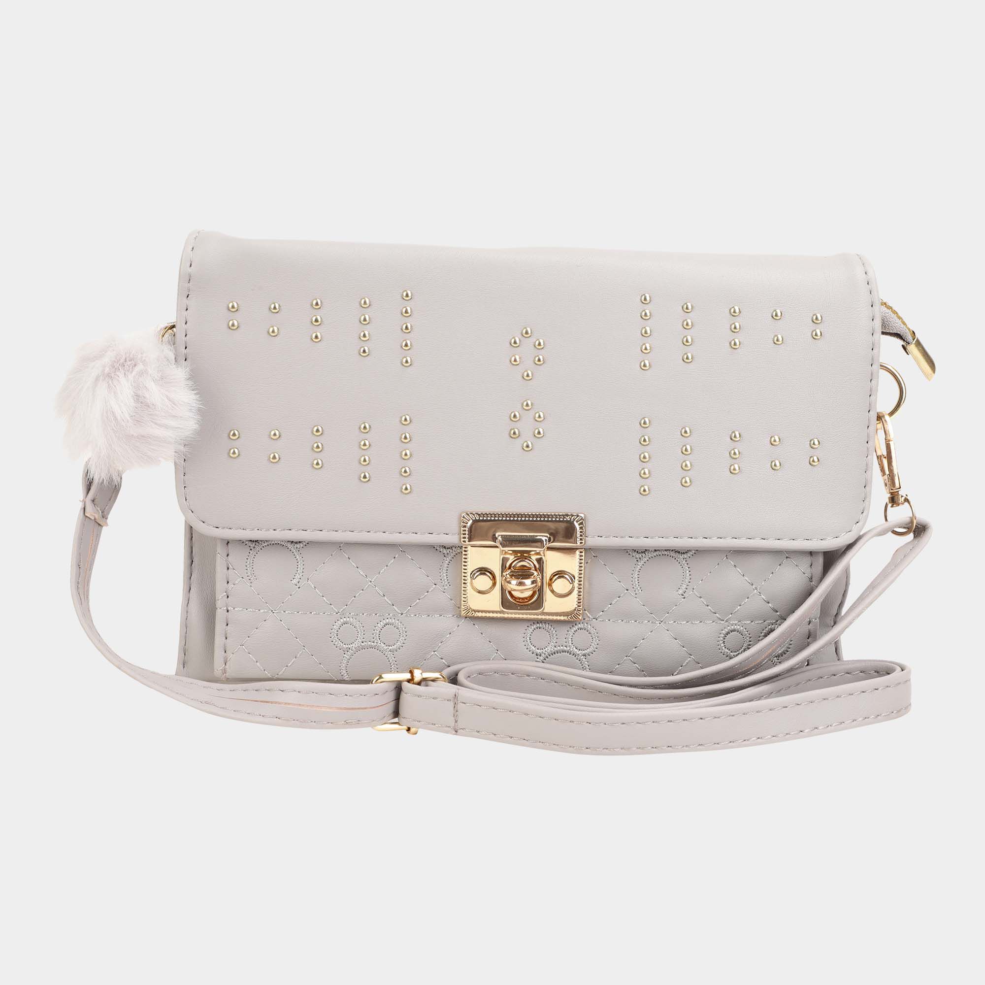 Lucky Charm                         Women's Grey Polyurethane Sling Bag