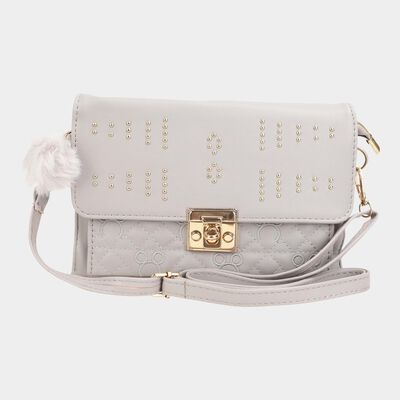 Grey Polyurethane Sling Bag