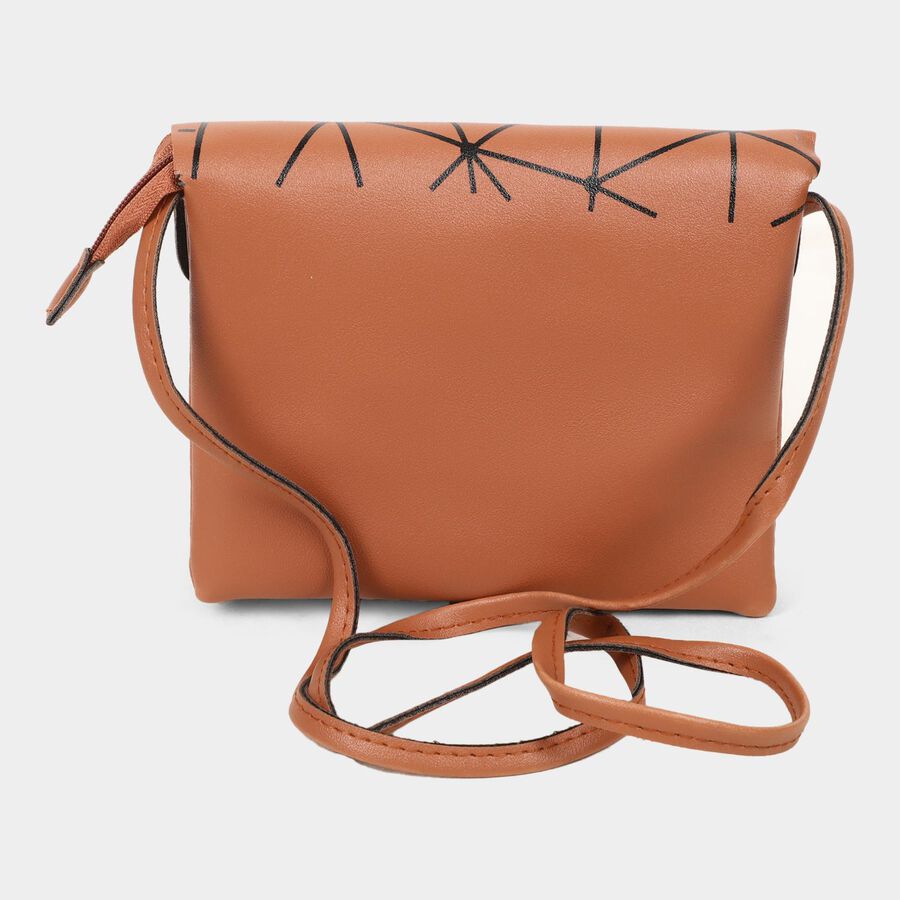 Women's Tan Polyurethane Sling Bag, , large image number null