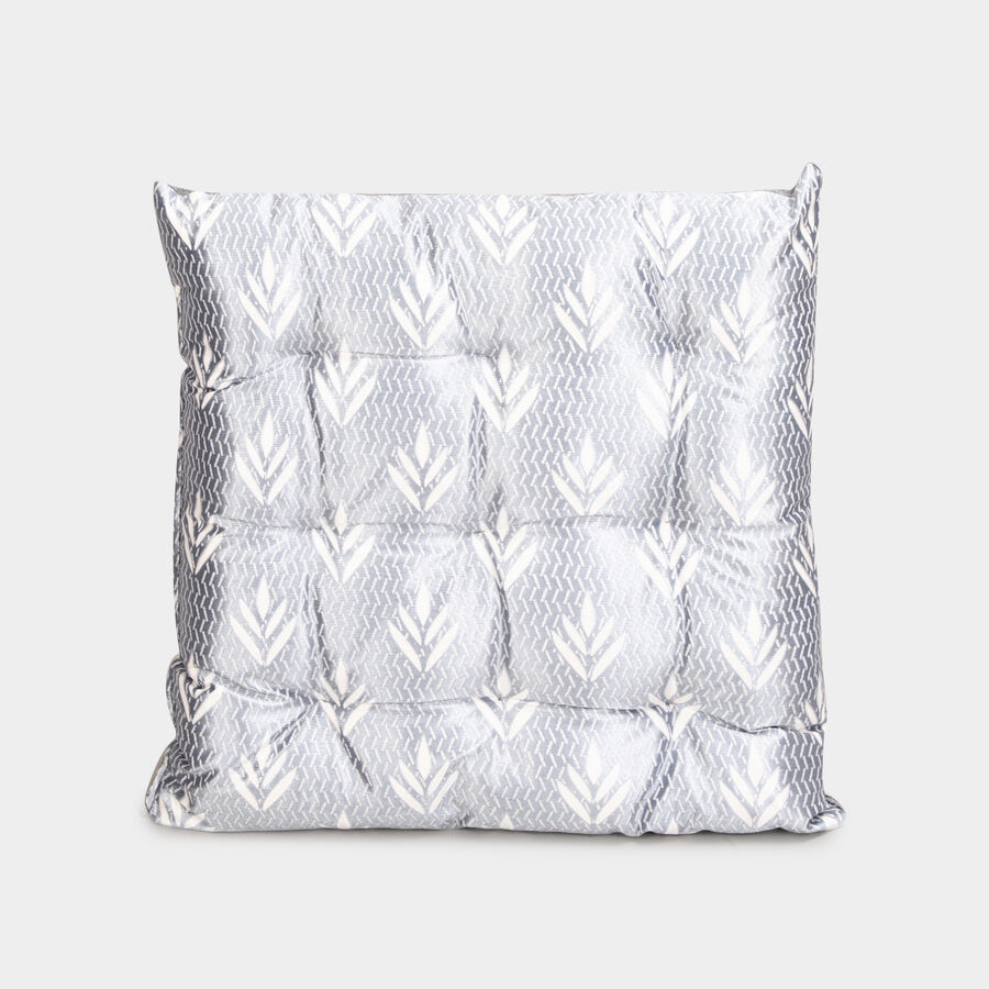 Grey Printed Tufted Cushion, , large