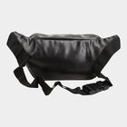 Men's Black Polyurethane Waist Bag, , small