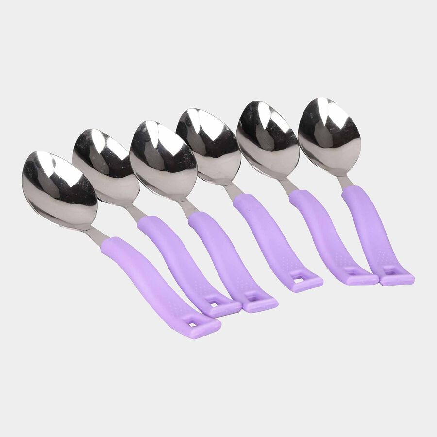 Set of 6 Steel Dessert Spoons, , large image number null