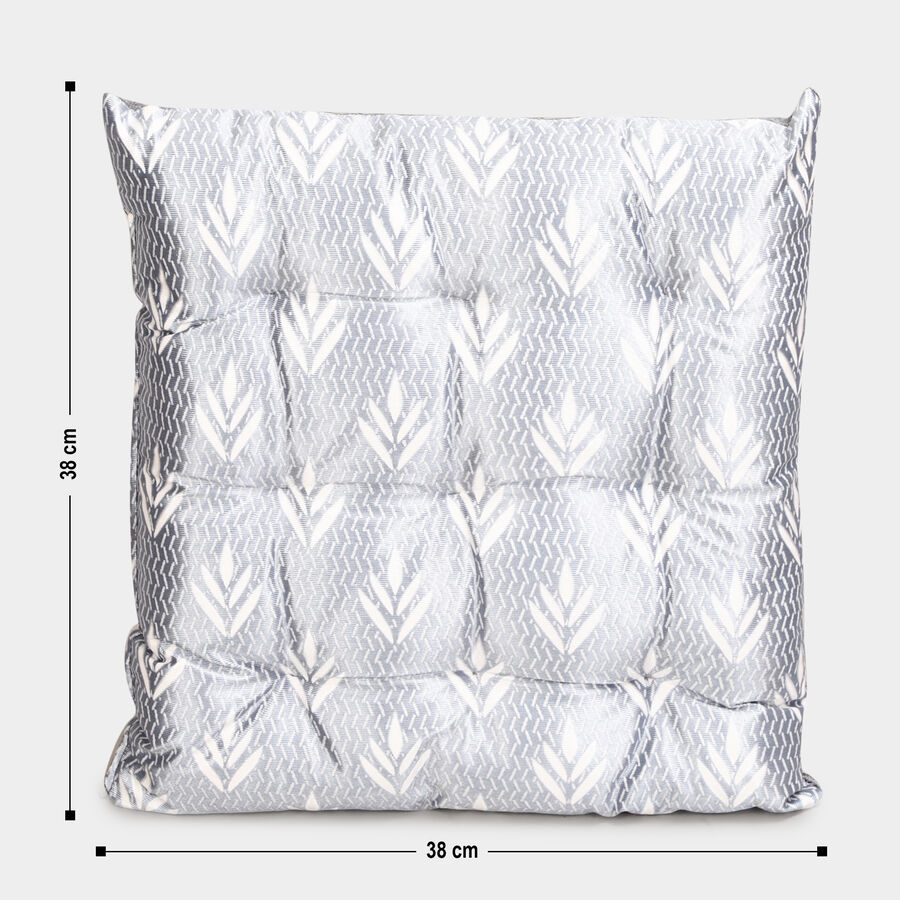 Grey Printed Tufted Cushion, , large