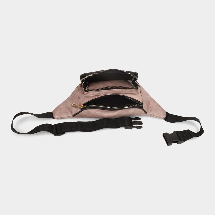Women's Pink Polyurethane Waist Pouch, , large image number null