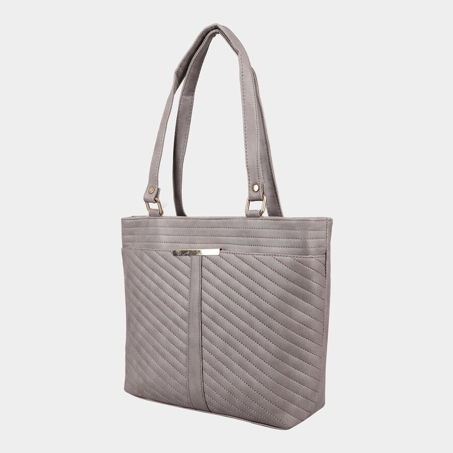 Women's Grey Polyurethane Tote Bag, , large image number null