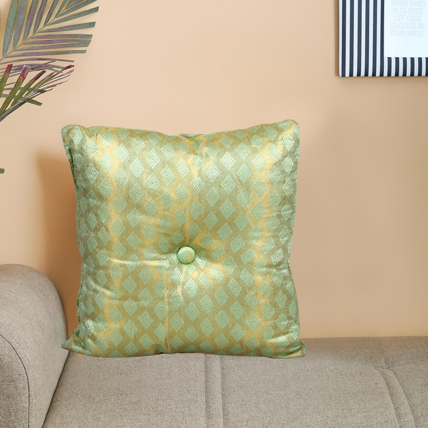 Home Beautiful                         Green Polyester Cushion