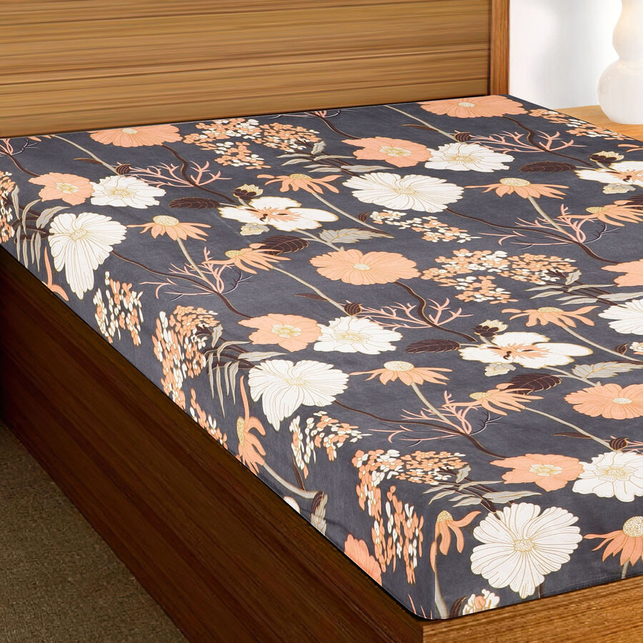 Grey Microfiber Single Bedsheet, , large image number null