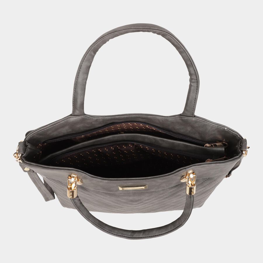 Women's Polyurethane Satchel, Quilted, Medium Size, , large image number null
